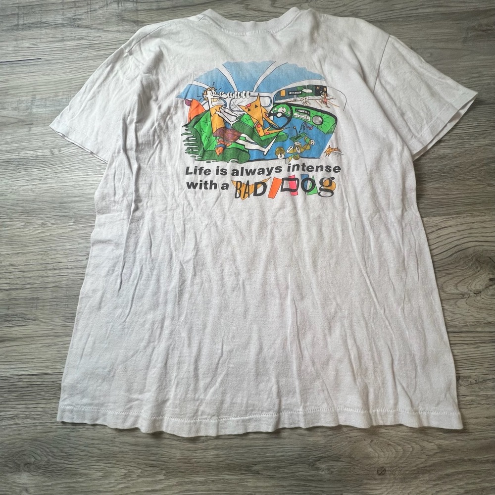 Stedman Bad Dog T Shirt Mens L White Fairfax Surf Shop Vintage 90s Graphic Tee